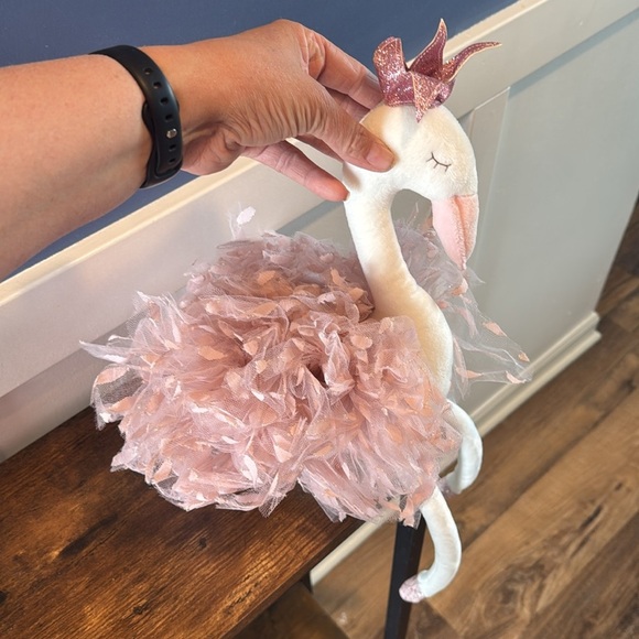 FAO Schwarz Toy Plush Petit Bon Swan 12” Plush Toy Rose Pink TuTu Shiny Crown - Picture 3 of 8
